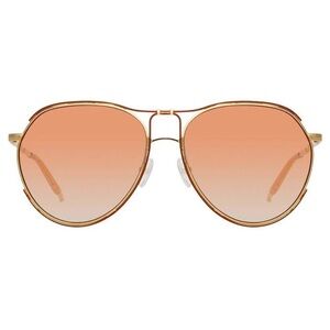 NWT Matthew Williamson x Linda Farrow Holly Aviator Sunglasses Light Gold Tone